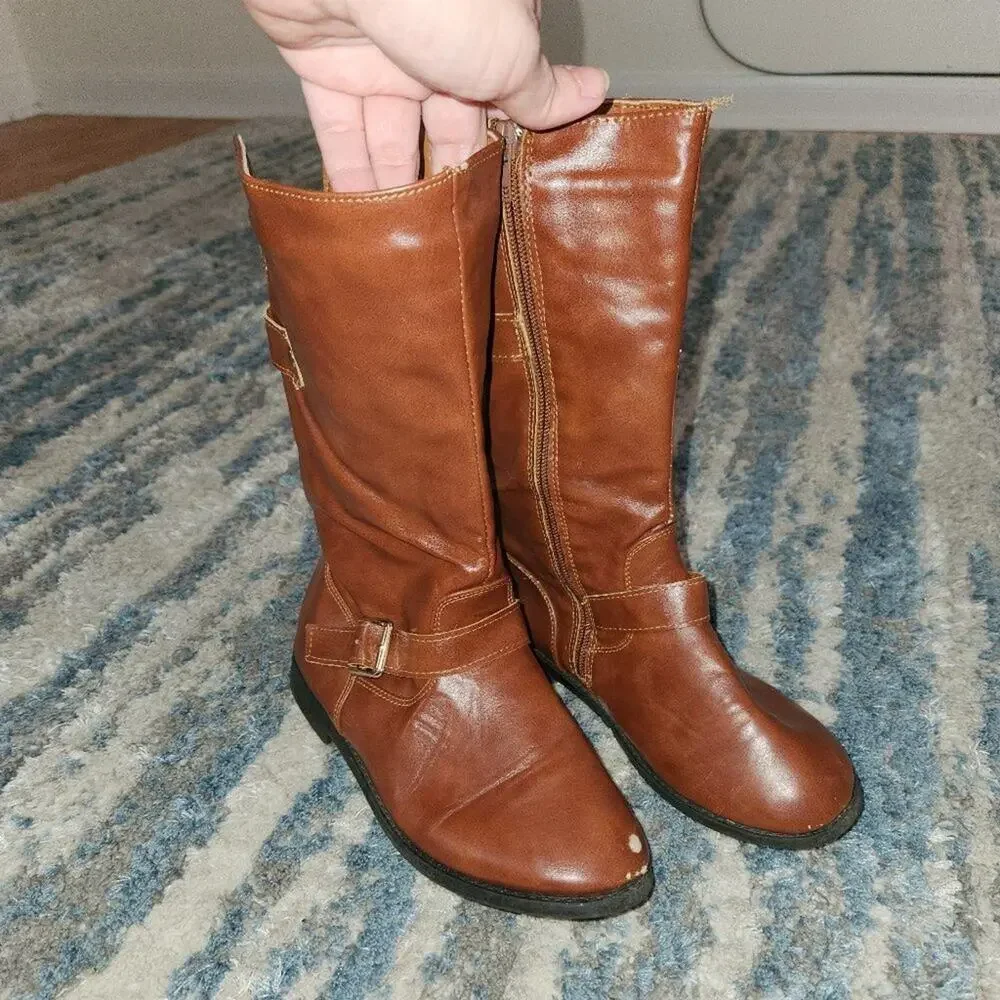 Mid-calf Rise Tan Boot for Girls || sz 3 || GUC